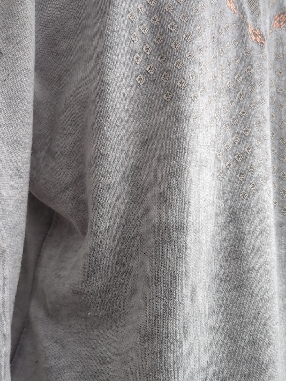 Roxy Light Gray and Pink Embroideres Hooded Zip Sweater - Picture 8 of 8